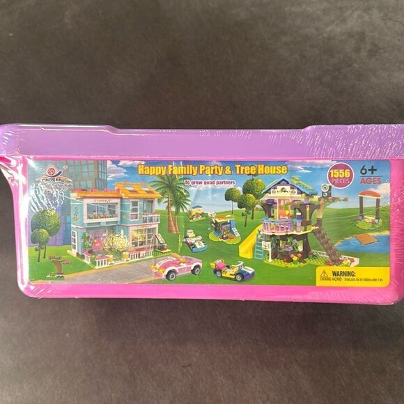 Exercise N Play Happy Family Party & Tree House Building Blocks Storage Box NEW - Picture 1 of 10